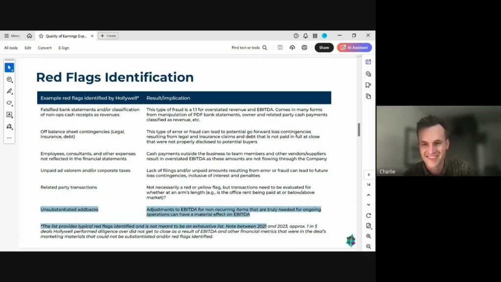 Session 17: QOE & Key Financial Considerations